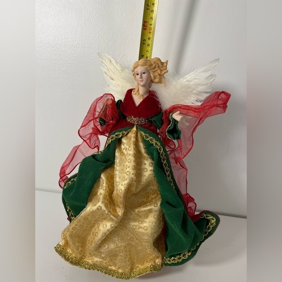 Angel Christmas Tree Topper Holiday Ceramic Face - Picture 3 of 5